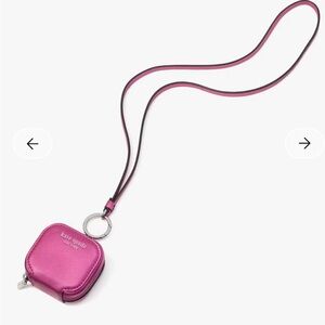 Kate Spade Ava Metallic Bikini Pink Airpods Lanyard Case NWT